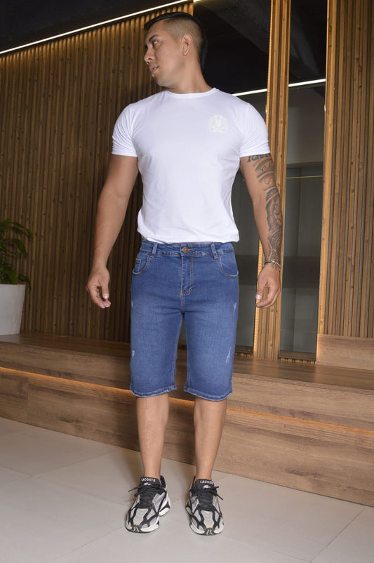 BERMUDA CABALLERO STRETCH AZUL DESGASTE REF 4082