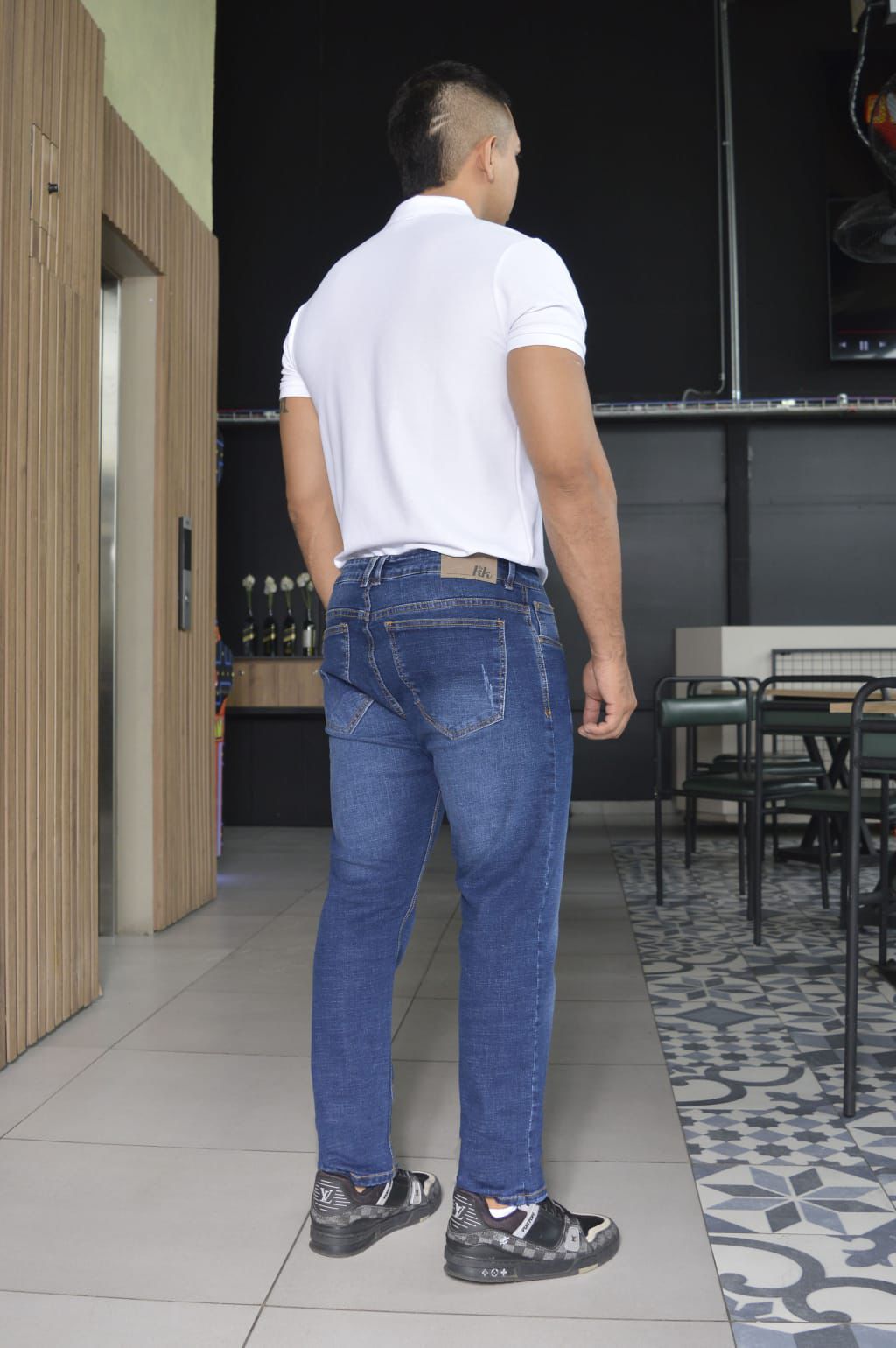JEAN CABALLERO STRETCH AZUL OSCURO DESGASTE REF 1123