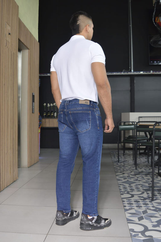JEAN CABALLERO STRETCH AZUL OSCURO DESGASTE REF 1123