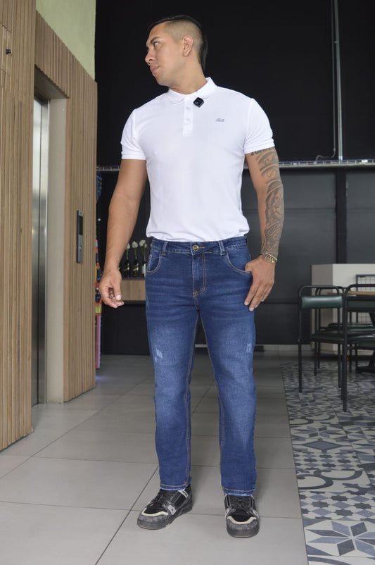 JEAN CABALLERO STRETCH AZUL OSCURO DESGASTE REF 1123